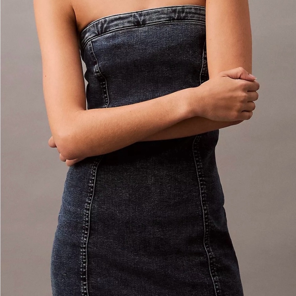 Dark Denim Strapless Dress